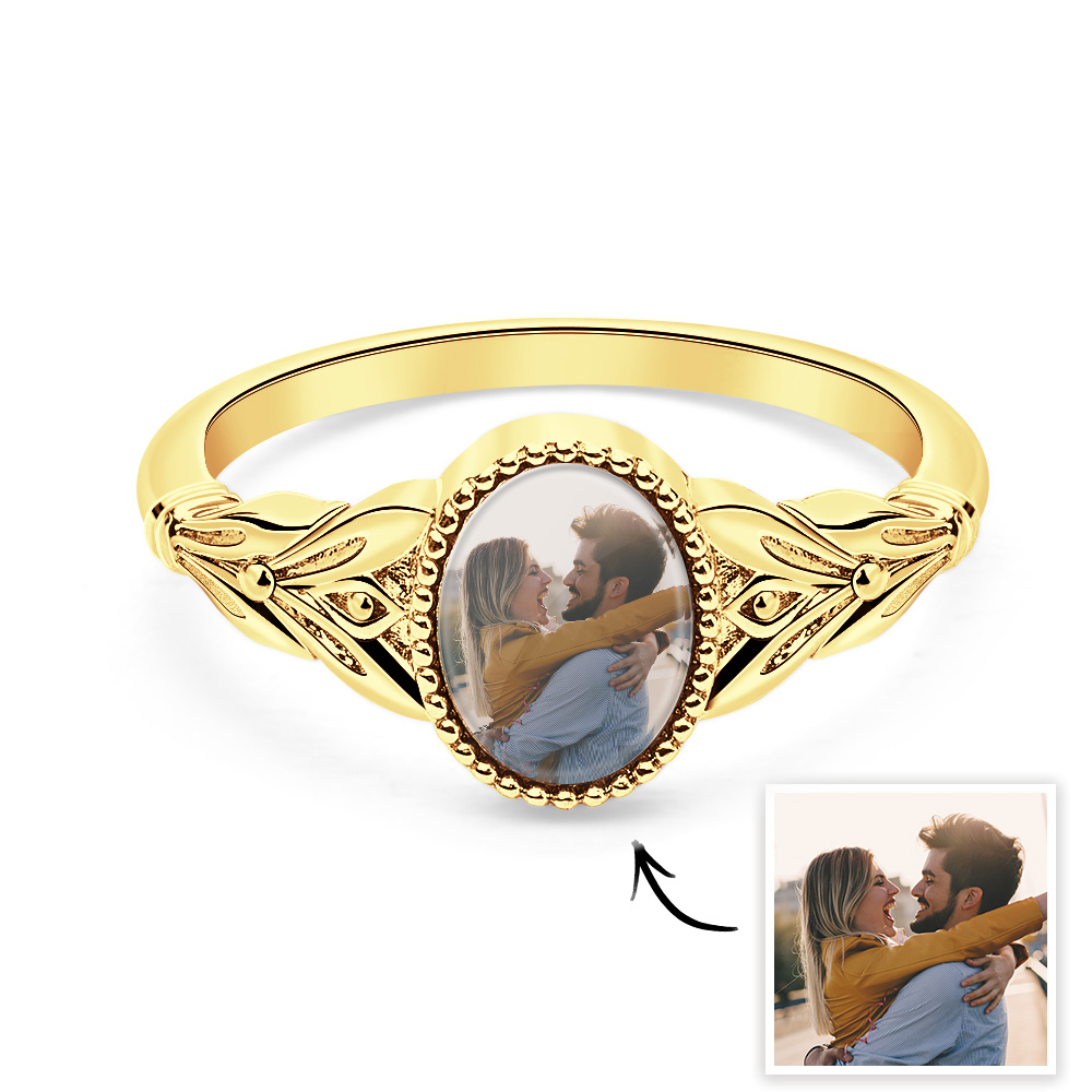 Vintage Photo Ring Custom Photo Jewelry for Couple Personalized Valentine's Day Gifts - soufeelmy