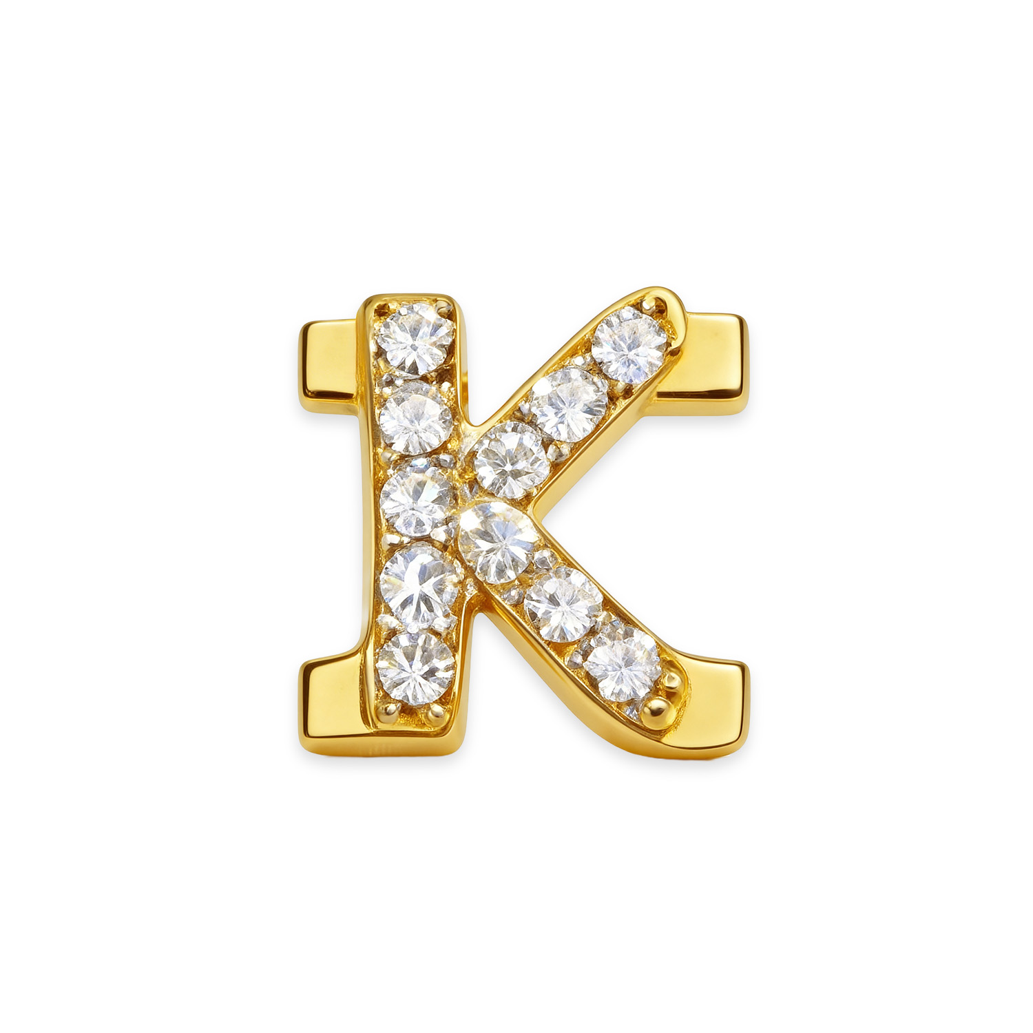 Letter With Diamond K Charm - Gold - soufeelmy