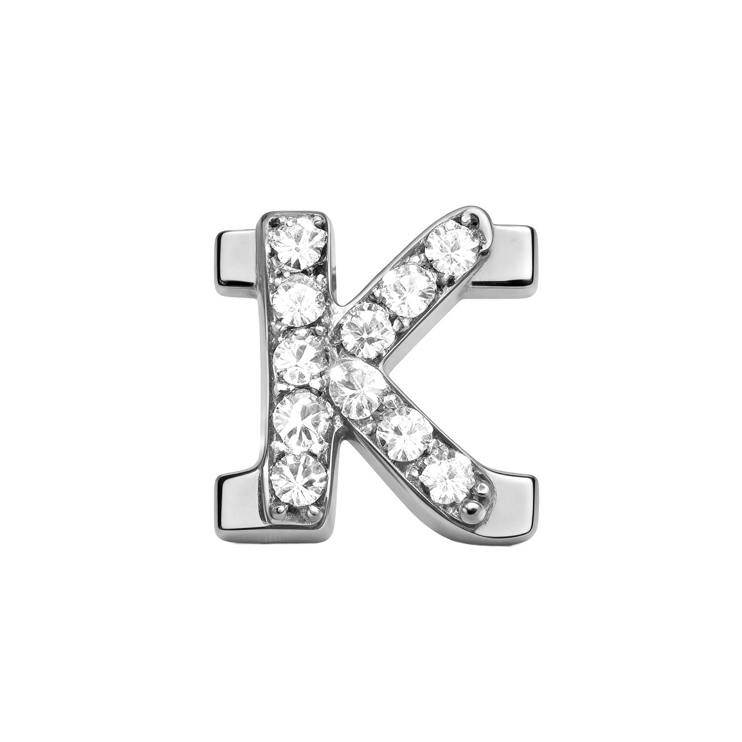 Letter With Diamond K Charm - Silver - soufeelmy