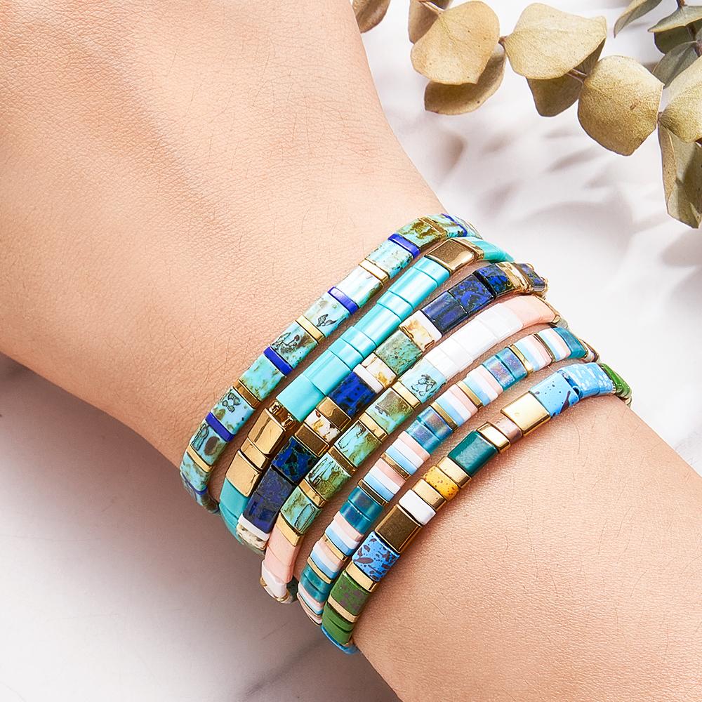 Blue Tila Bracelet Vintage Fashion Handcrafted Gift for Jewelry Lovers - soufeelmy