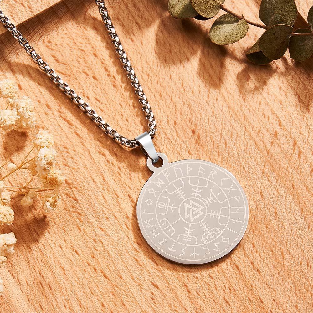 Engravable Necklace Norse Compass Viking Pendant Necklace For Men - soufeelmy
