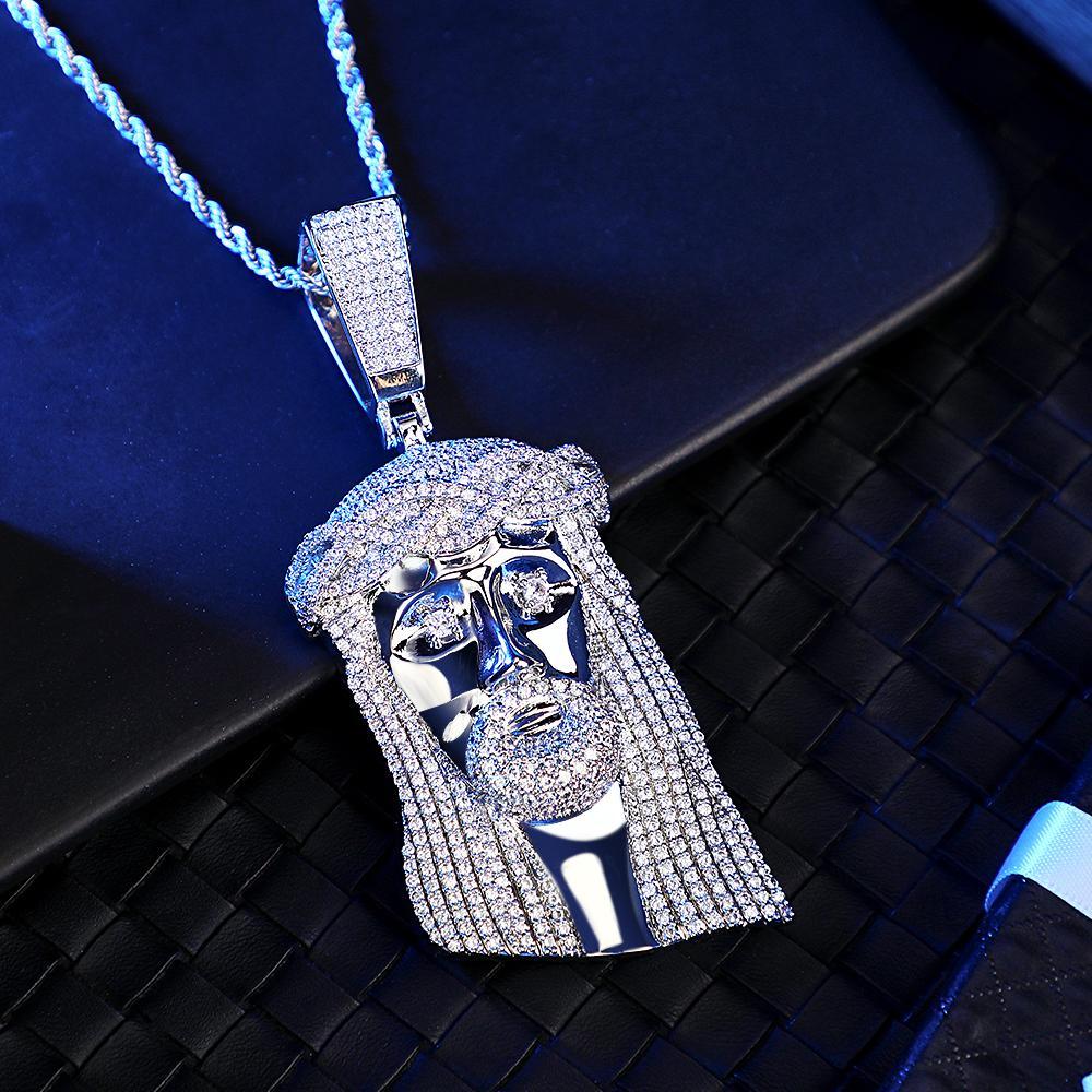 Engraved Hip Hop Necklace Jesus Large Pendant Necklace Gift For Him - soufeelmy