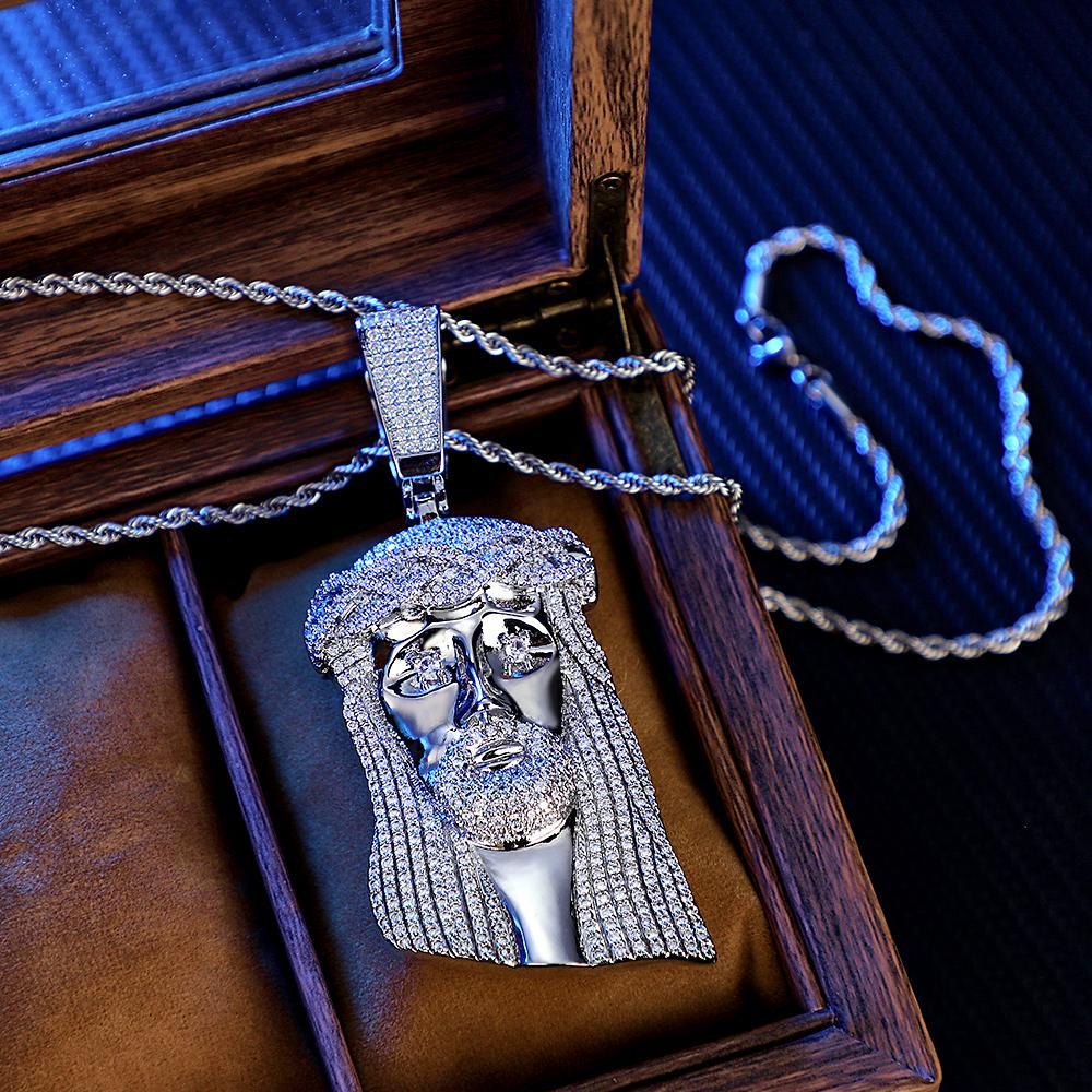 Engraved Hip Hop Necklace Jesus Large Pendant Necklace Gift For Him - soufeelmy