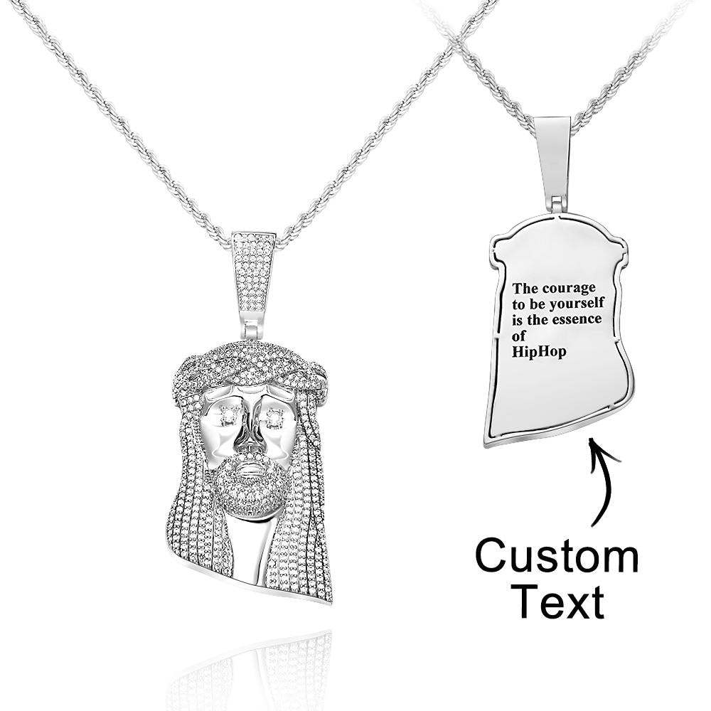 Engraved Hip Hop Necklace Jesus Large Pendant Necklace Gift For Him - soufeelmy
