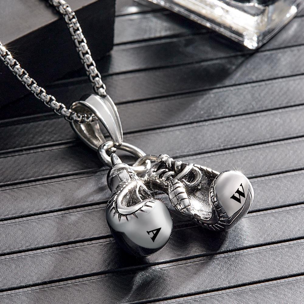 Custom Engraved Necklace Hip Hop Boxing Gloves Gift for Him - soufeelmy
