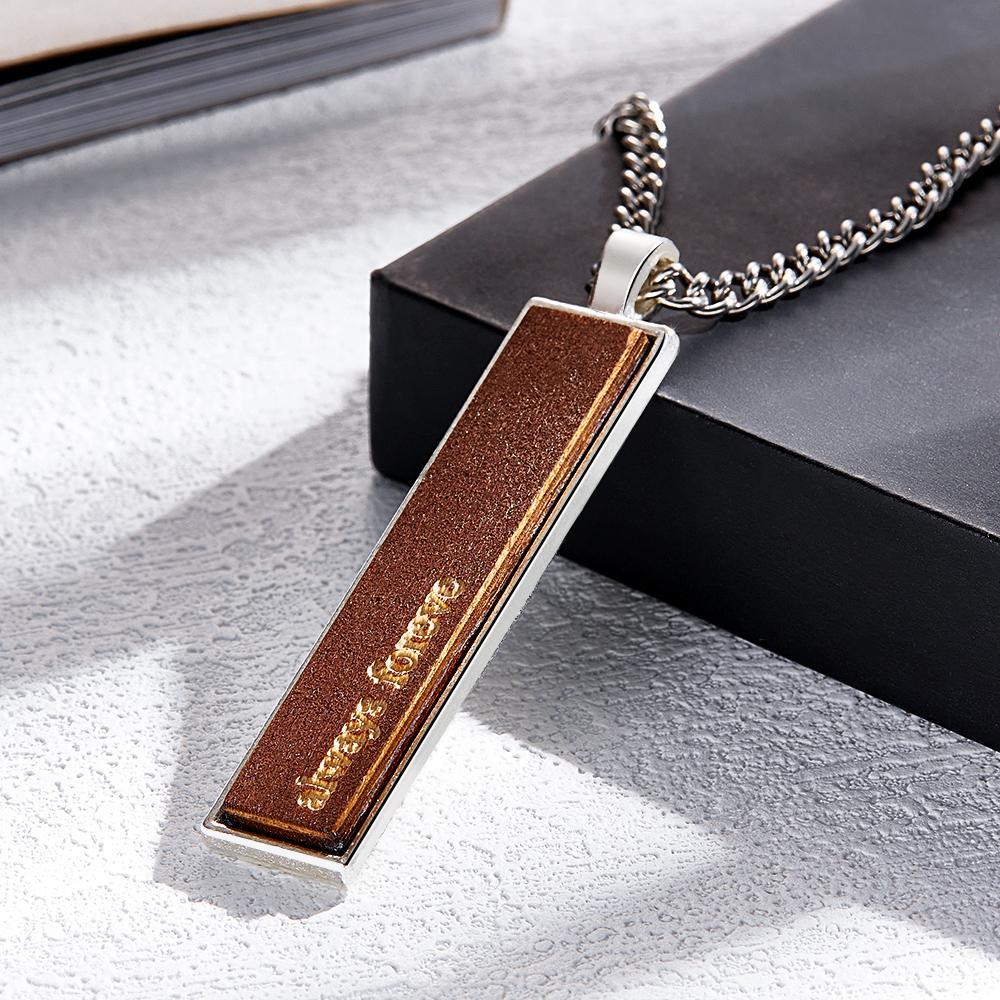 Engravable Wood And Metal Necklace Personalized Retro Pendant Gift for Wedding Anniversary - soufeelmy