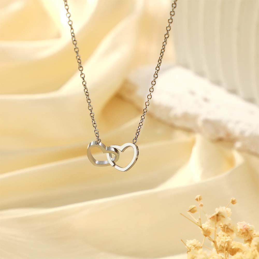 Custom Engraved Necklace Two Hearts Personalized Names Gift for Couples - soufeelmy