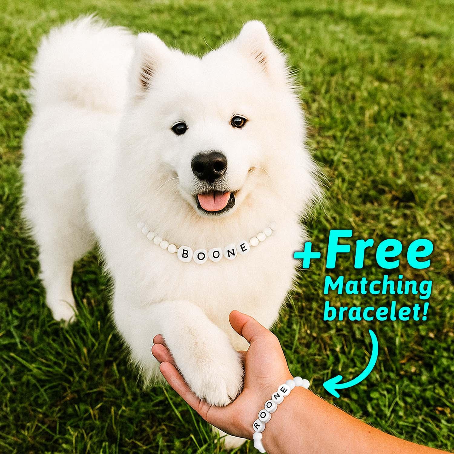 Personalized Name Necklace Comes with a Free Matching Bracelet Gift for Pet Lover - soufeelmy