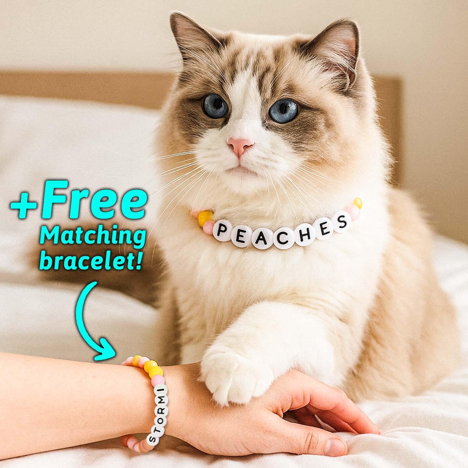 Personalized Pet Name Necklace  Comes with a Free Matching Bracelet Gift for Pet - soufeelmy