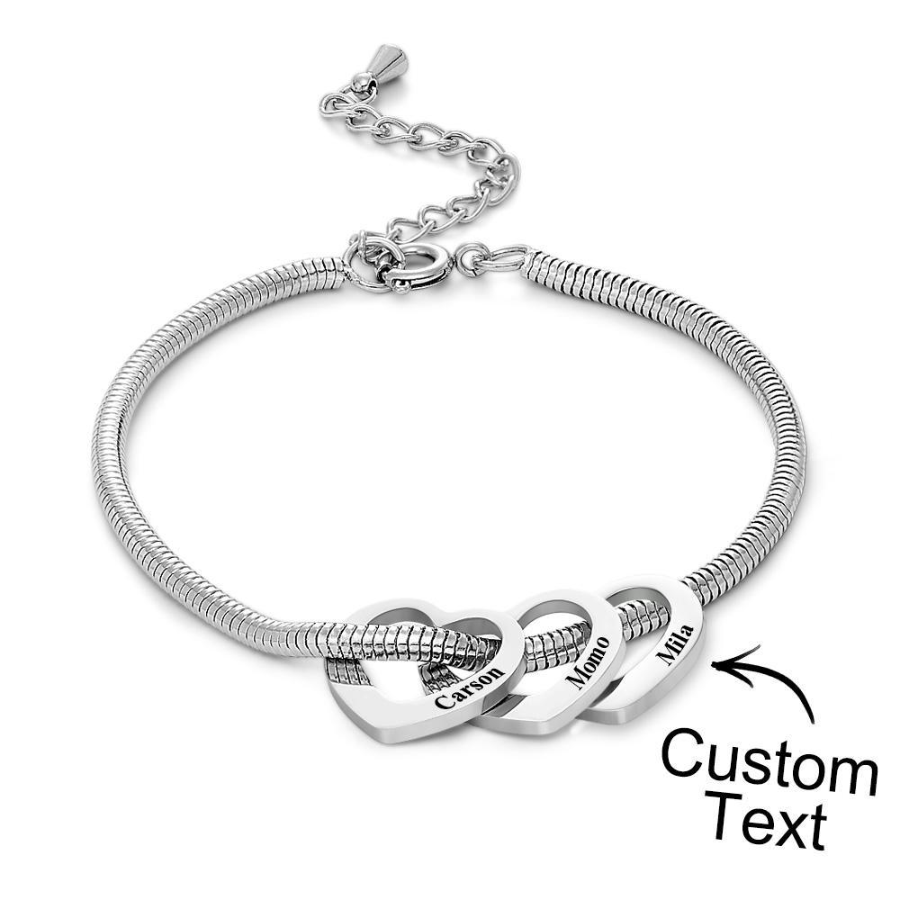 Custom Engraved Bracelet Custom Mom and Kids Name Heart Charms Gifts - soufeelmy