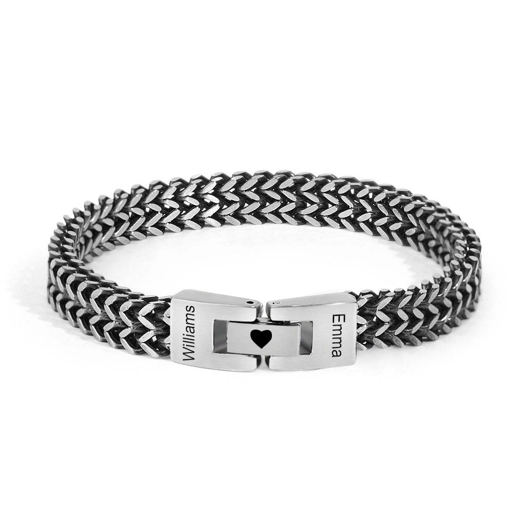 Personalized Men's Stainless Steel Interlocking Bracelet with Engraved Names Bracelet Gift for Him - soufeelmy