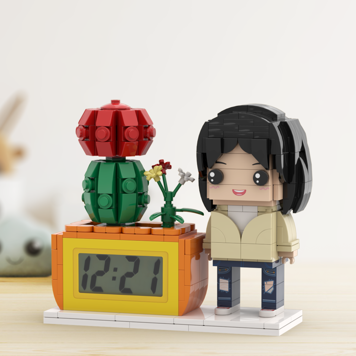 Gifts for Her Custom Brick Figures Clock Personalized Figures Potted Plant & Brick Clock - soufeelmy
