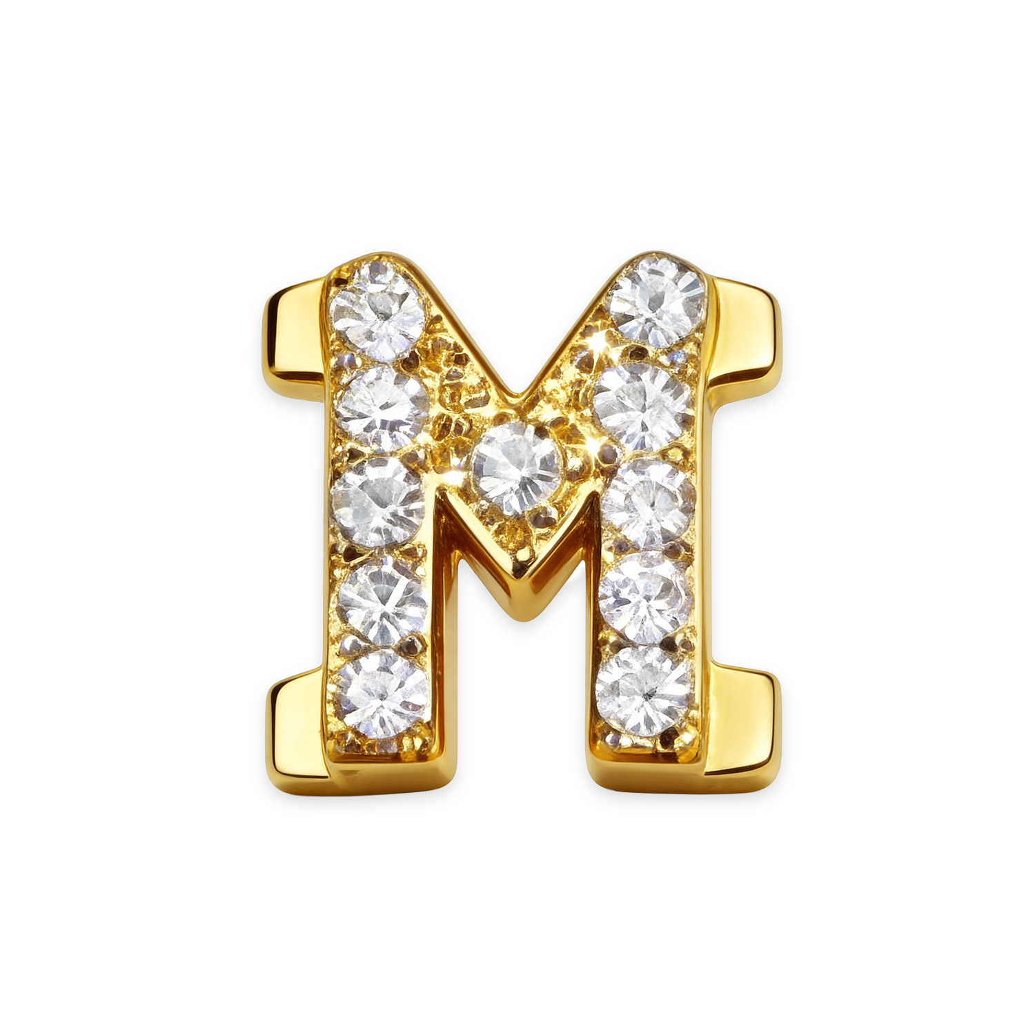 Letter With Diamond M Charm - Gold - soufeelmy