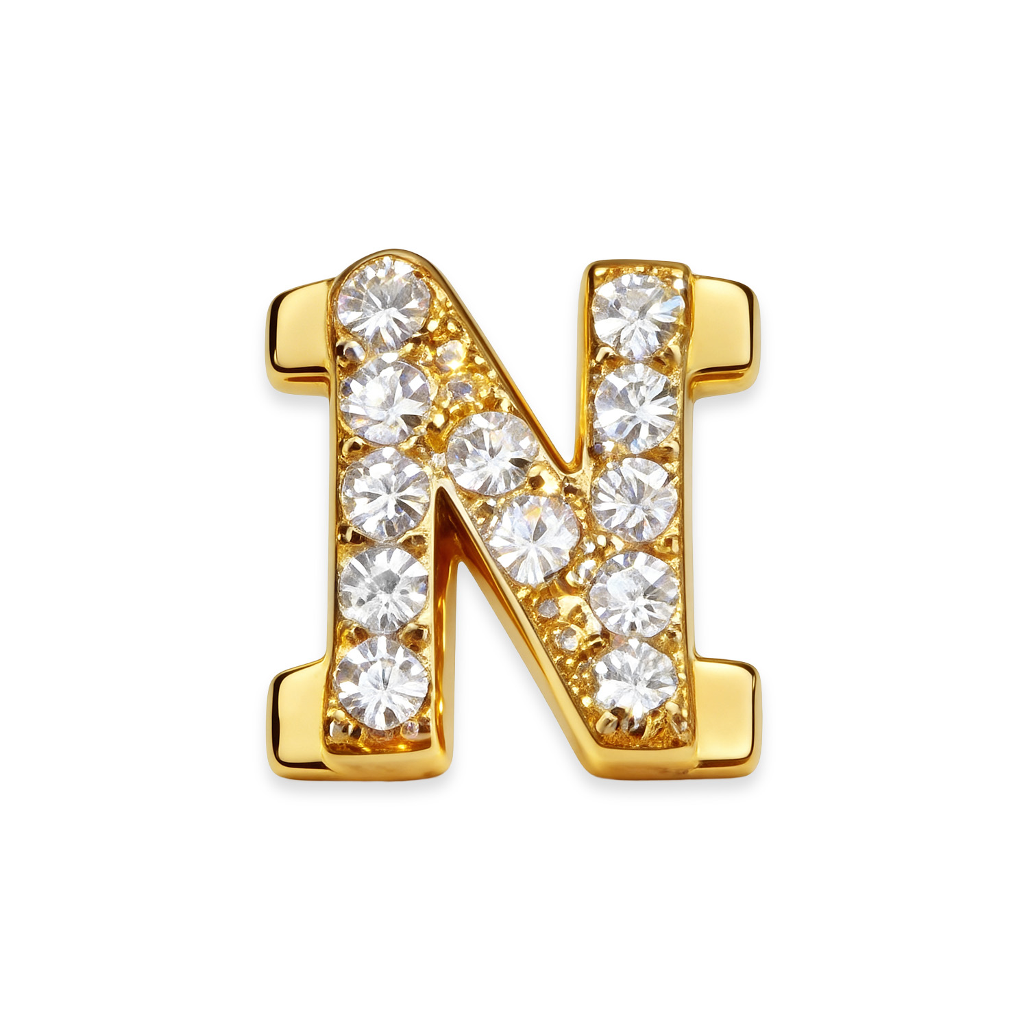 Letter With Diamond N Charm - Gold - soufeelmy