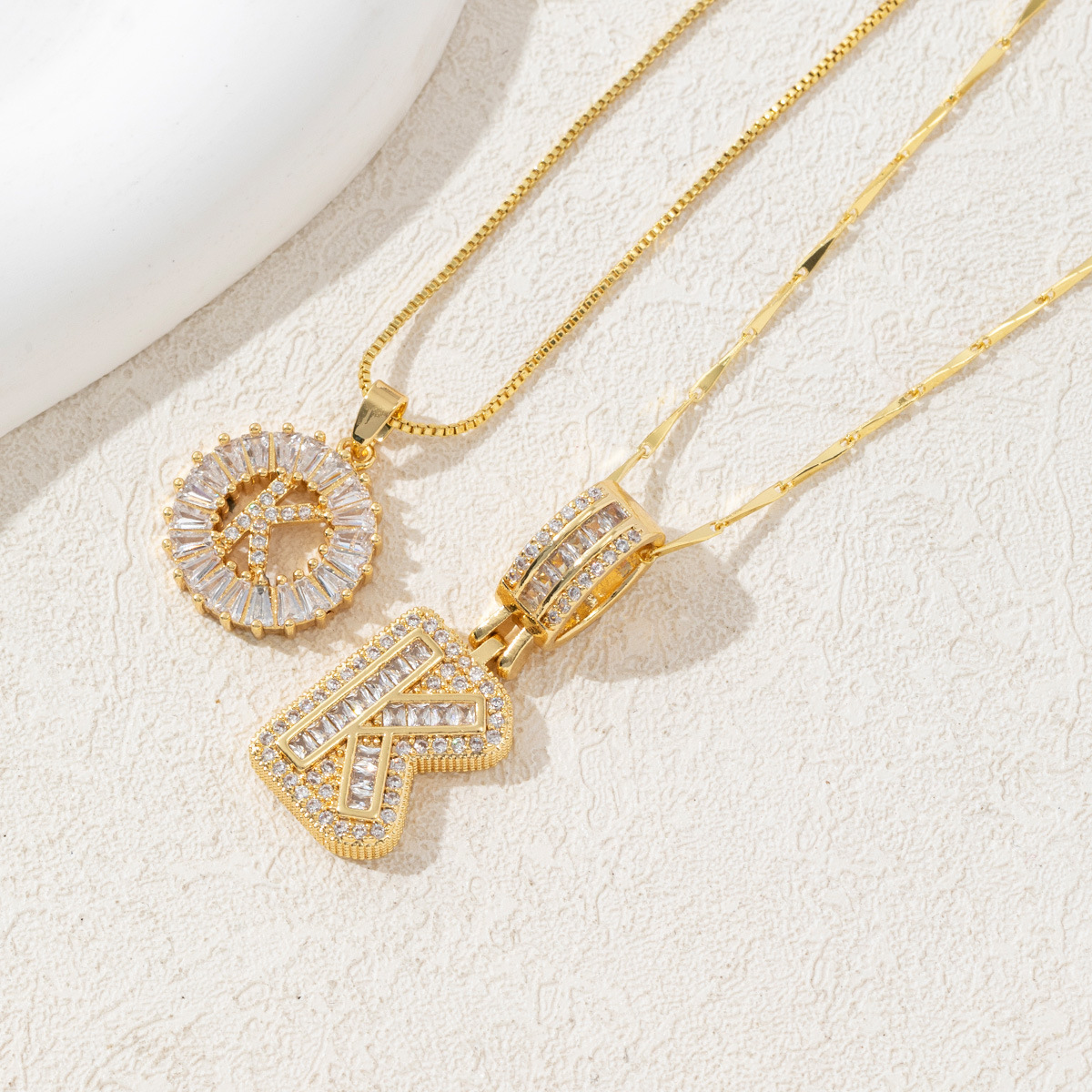 Letter Necklace 14k Gold Plated Bling Dainty Necklaces Trendy Chunky Custom Name Necklace Personalized Round Circle Pendant Zirconia Letters Name Crystal Jewelry Gifts for Women - soufeelmy