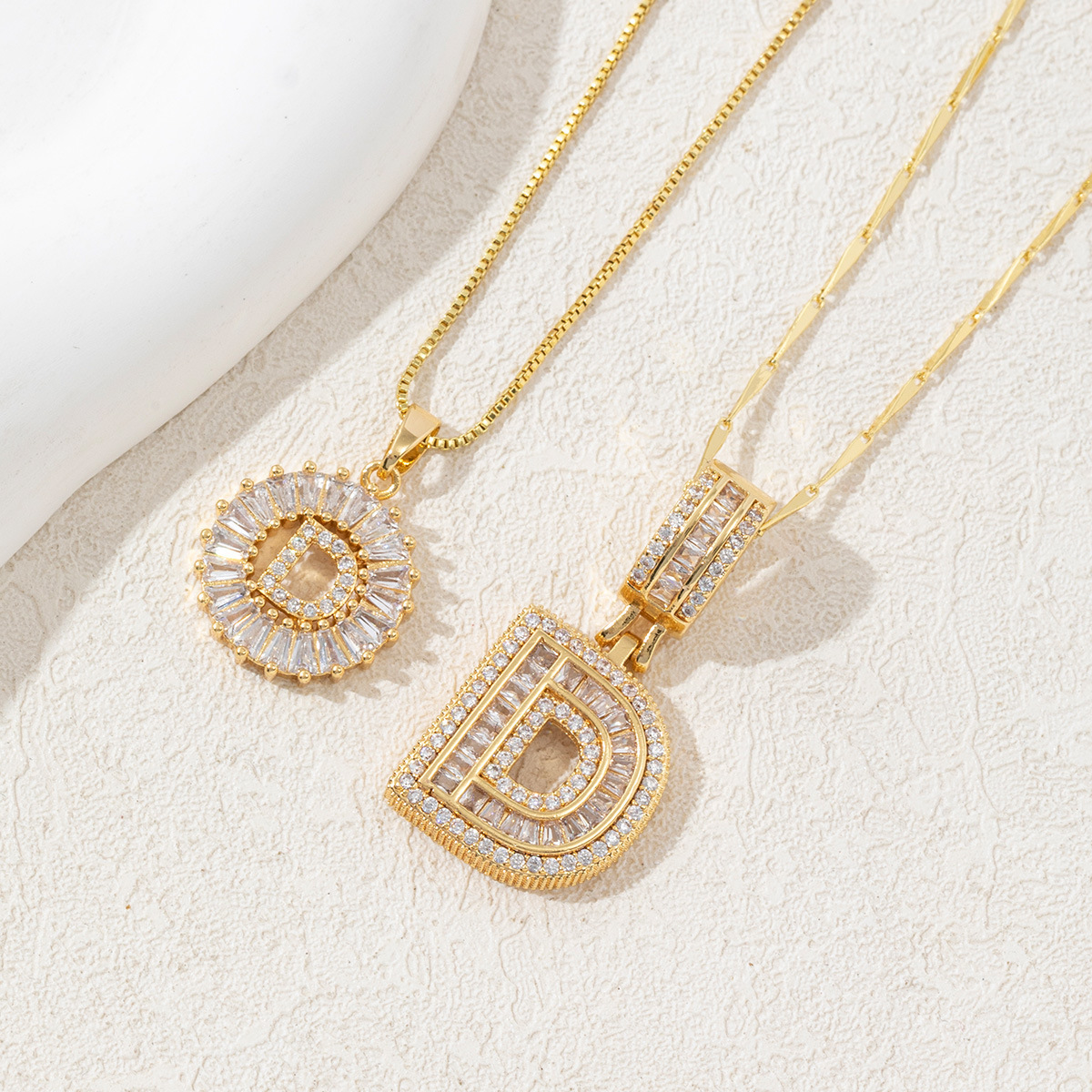Letter Necklace 14k Gold Plated Bling Dainty Necklaces Trendy Chunky Custom Name Necklace Personalized Round Circle Pendant Zirconia Letters Name Crystal Jewelry Gifts for Women - soufeelmy