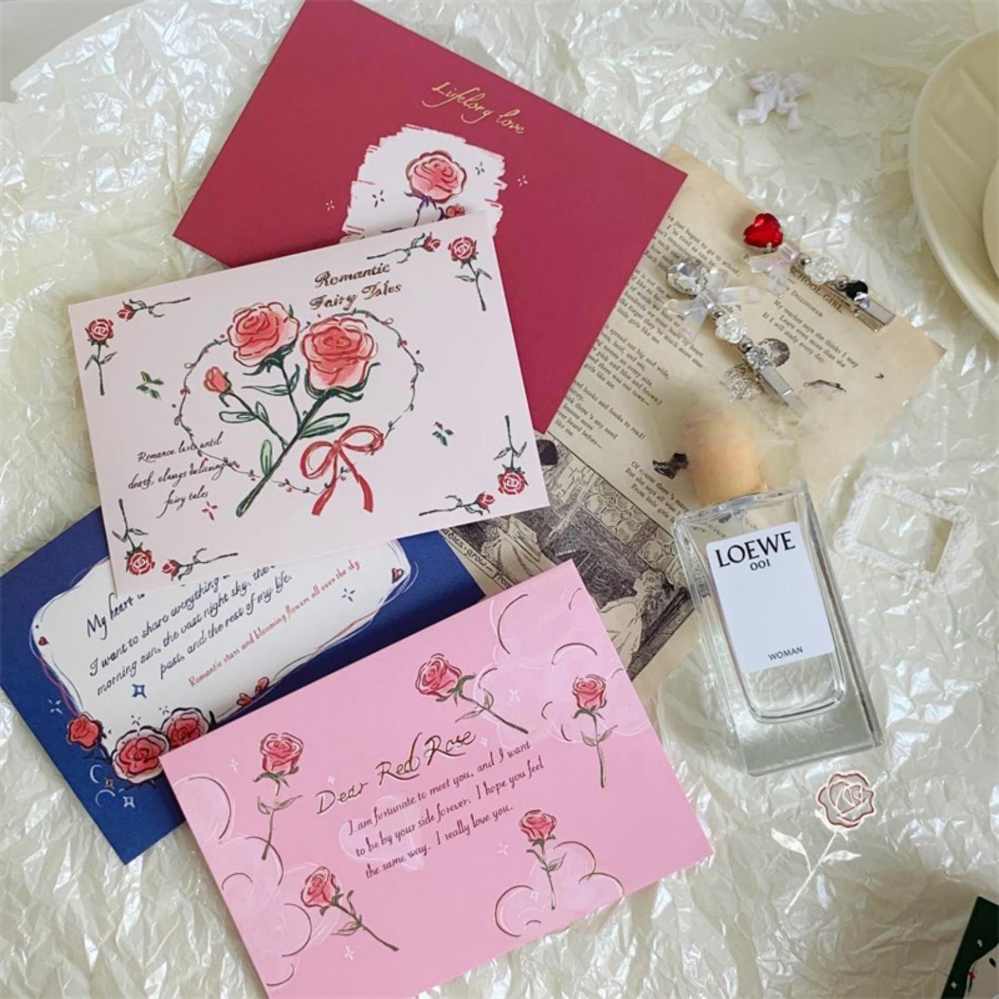Three-dimensional Rose Greeting Card High Value Retro Foldable - soufeelmy