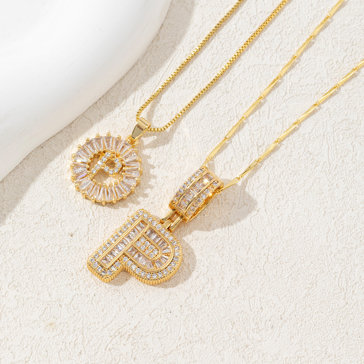 Letter Necklace 14k Gold Plated Bling Dainty Necklaces Trendy Chunky Custom Name Necklace Personalized Round Circle Pendant Zirconia Letters Name Crystal Jewelry Gifts for Women - soufeelmy