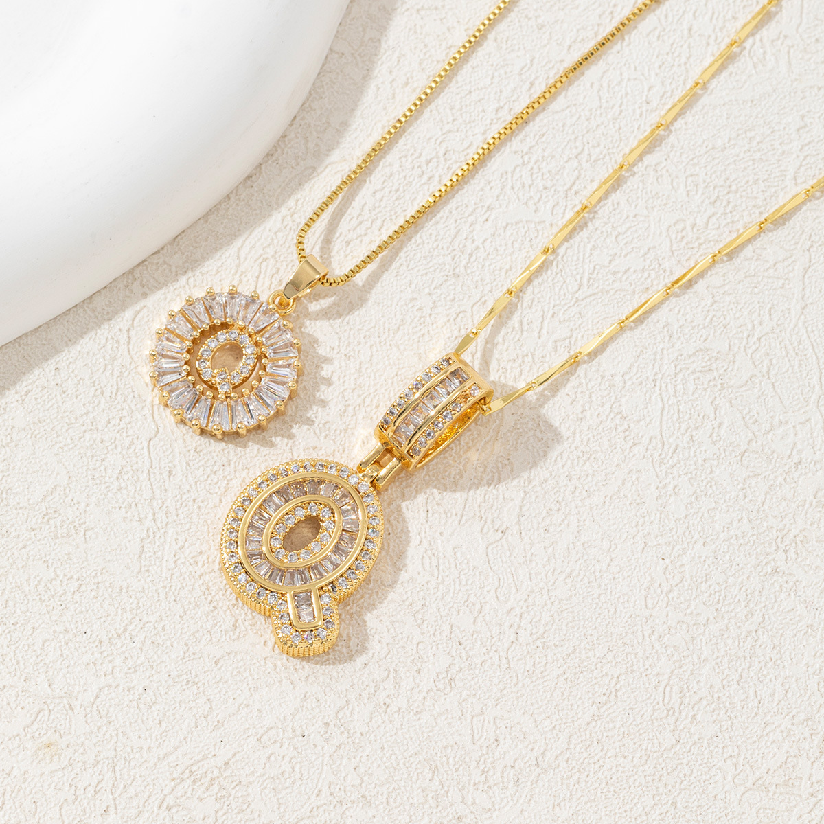 Letter Necklace 14k Gold Plated Bling Dainty Necklaces Trendy Chunky Custom Name Necklace Personalized Round Circle Pendant Zirconia Letters Name Crystal Jewelry Gifts for Women - soufeelmy