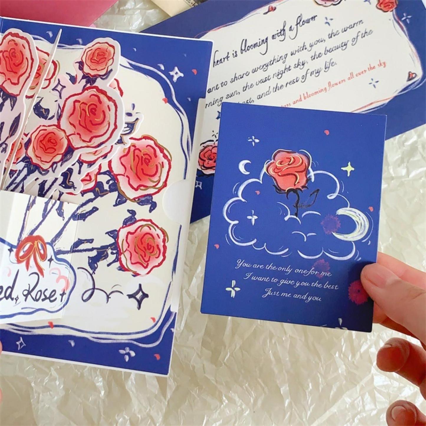 Three-dimensional Rose Greeting Card High Value Retro Foldable - soufeelmy