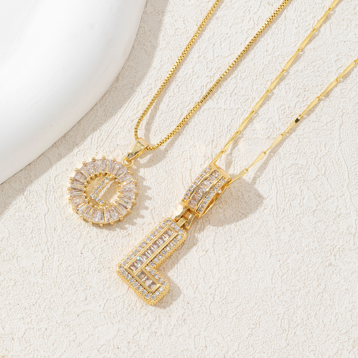 Letter Necklace 14k Gold Plated Bling Dainty Necklaces Trendy Chunky Custom Name Necklace Personalized Round Circle Pendant Zirconia Letters Name Crystal Jewelry Gifts for Women - soufeelmy