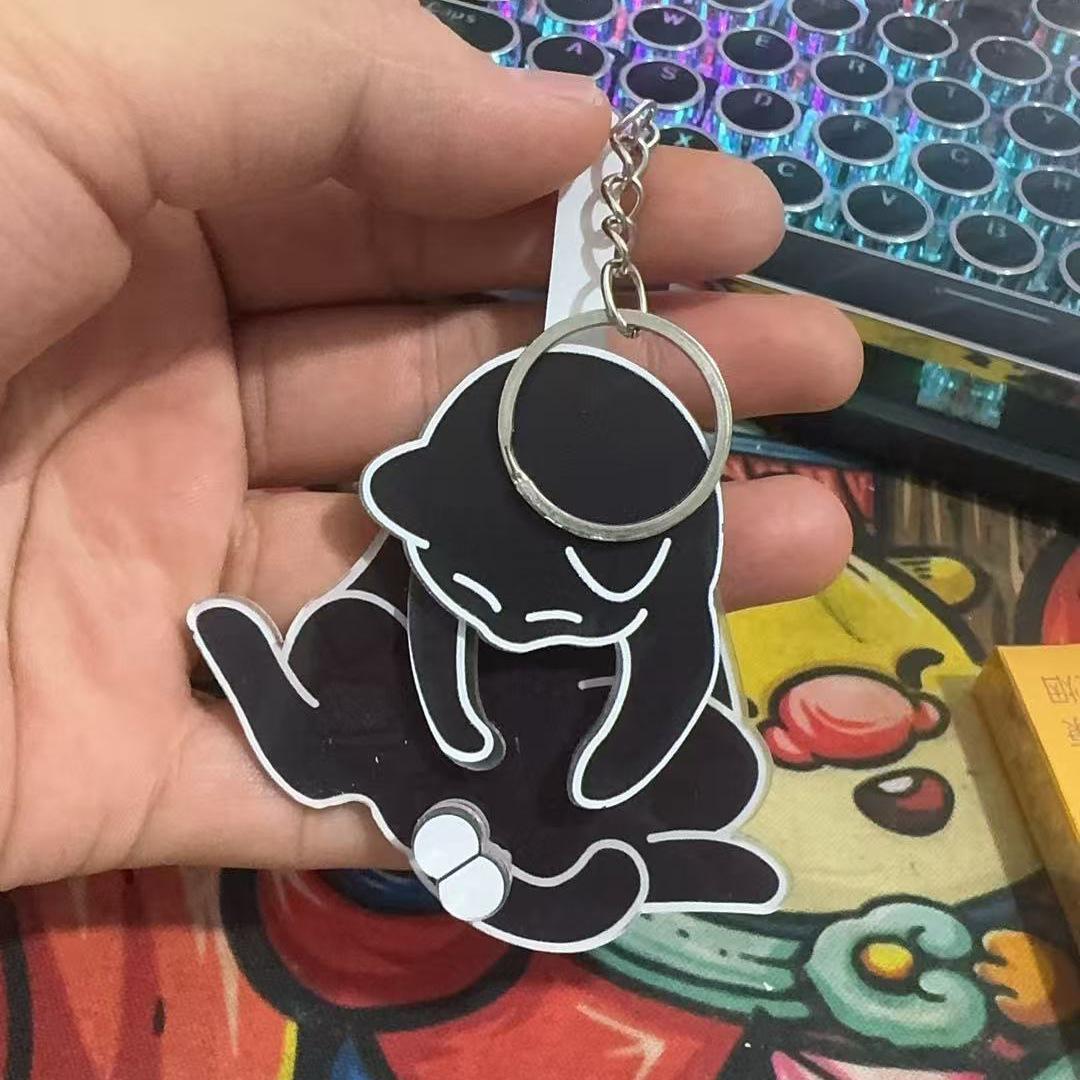 Personalization Creative Cat Acrylic Pendant Turnable Keychain Accessories - soufeelmy