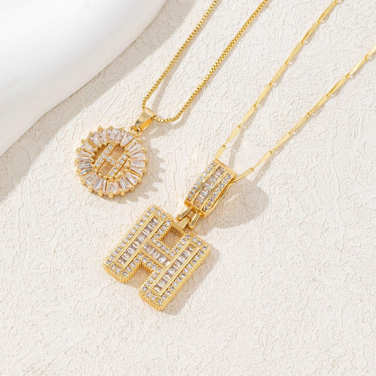 Letter Necklace 14k Gold Plated Bling Dainty Necklaces Trendy Chunky Custom Name Necklace Personalized Round Circle Pendant Zirconia Letters Name Crystal Jewelry Gifts for Women - soufeelmy