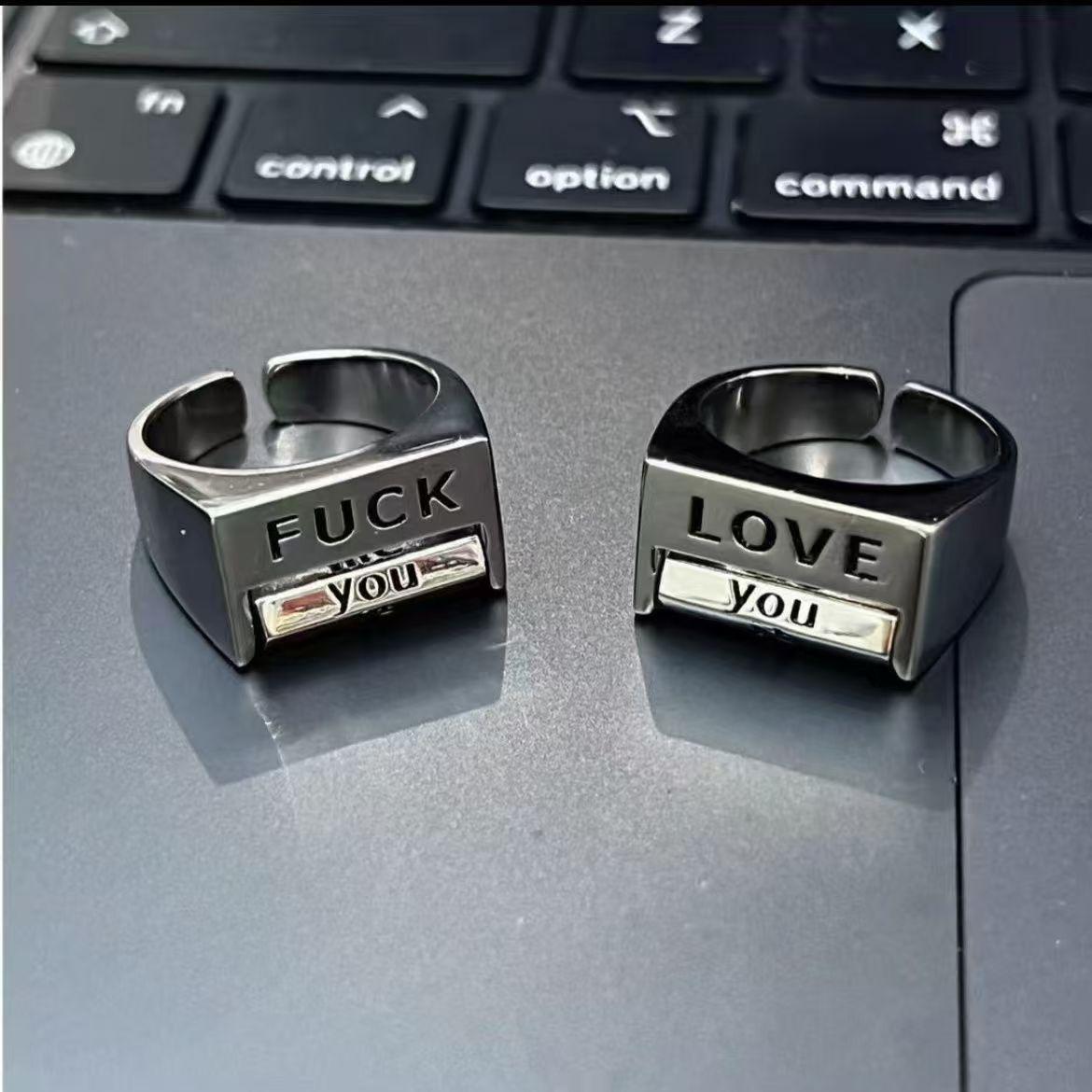 Love Everything Ring Rotatable Decompression Ring Fuck Everything Adjustable Mood Ring - soufeelmy