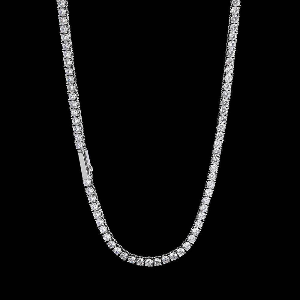 Spring Clasp White Gold Tennis Necklace Fashion Hip Hop Style - soufeelmy