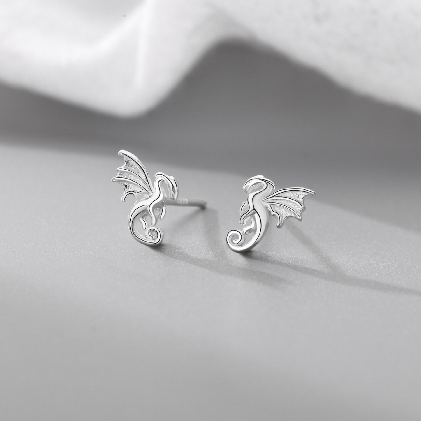Small Sterling Silver Dragon Stud Earrings Dragon Earrings Small Dragon Stud - soufeelmy