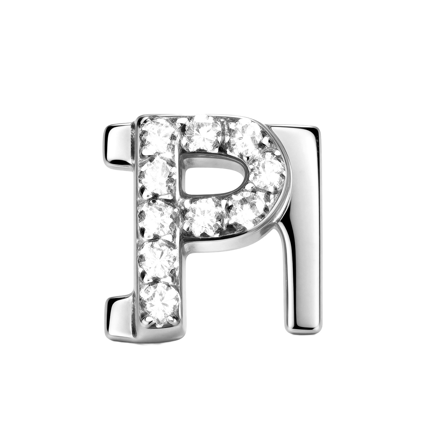 Letter With Diamond P Charm - Silver - soufeelmy