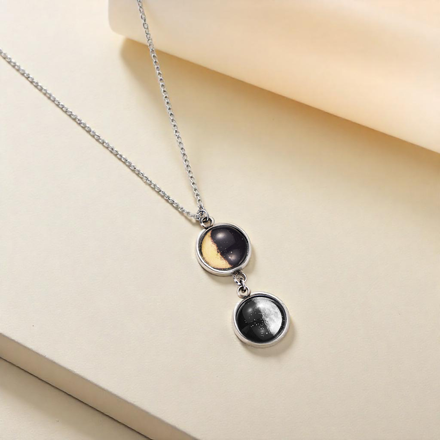 Custom Double Moon Phase Necklace Luminous Necklace Gift for Her - soufeelmy