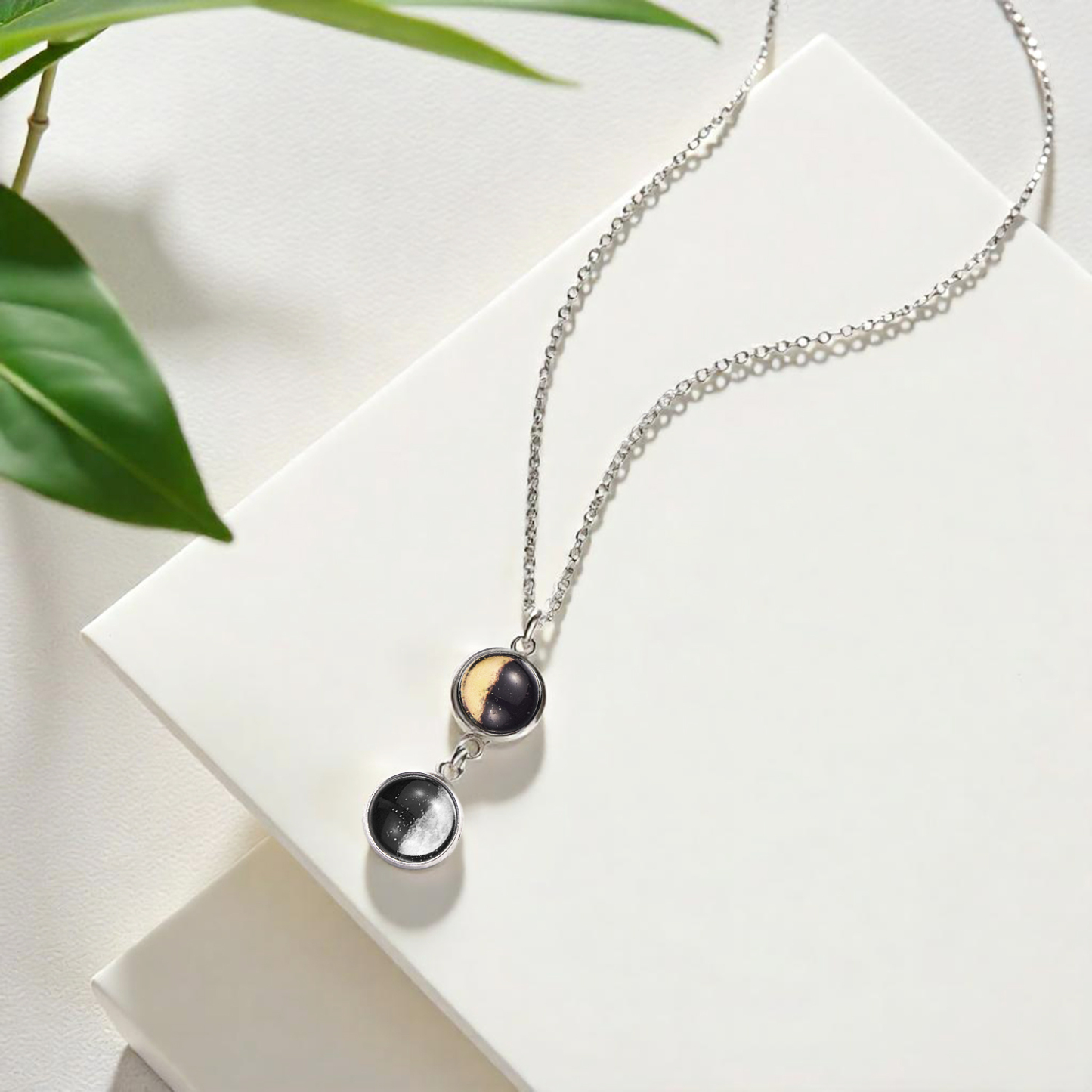 Custom Double Moon Phase Necklace Luminous Necklace Gift for Her - soufeelmy