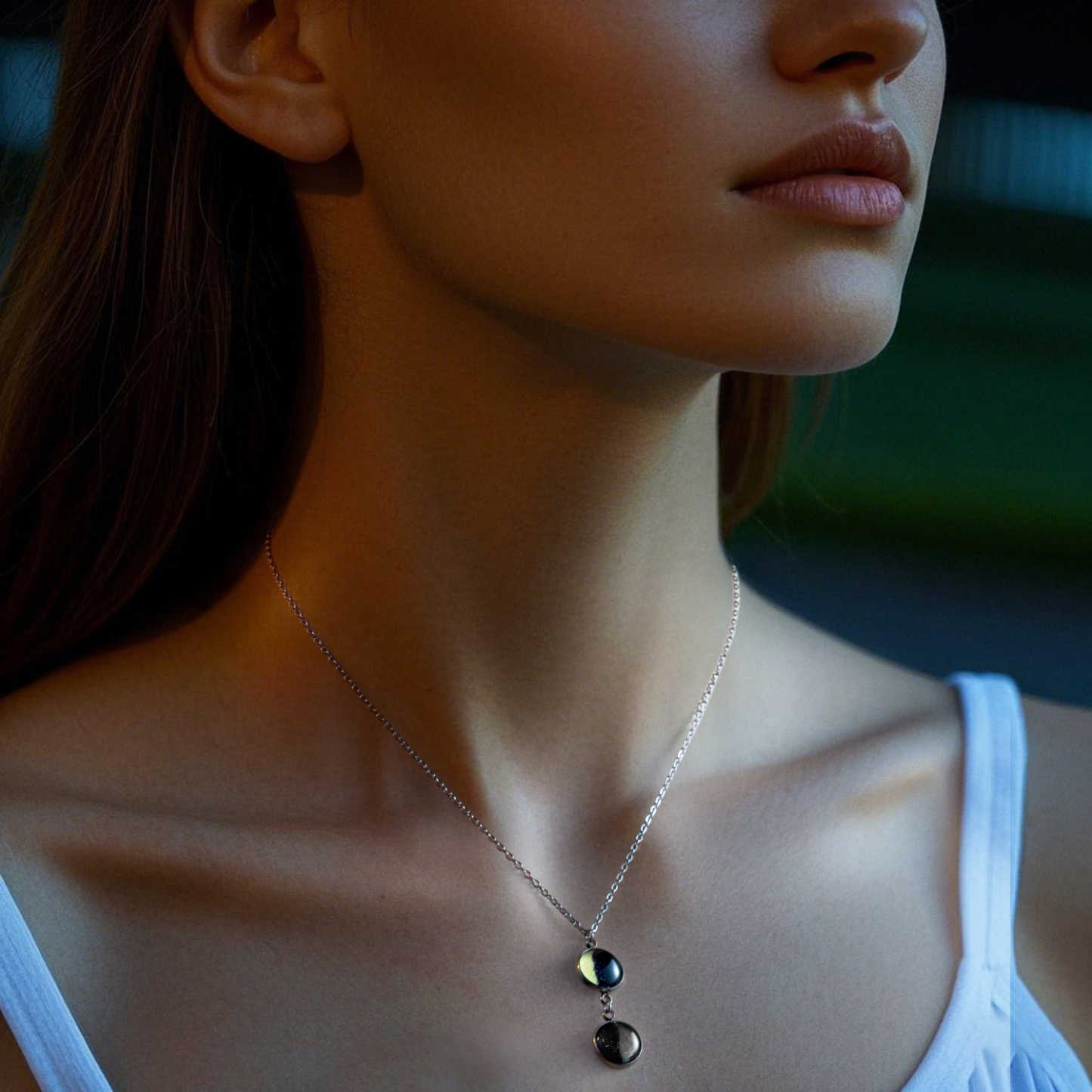 Custom Double Moon Phase Necklace Luminous Necklace Gift for Her - soufeelmy