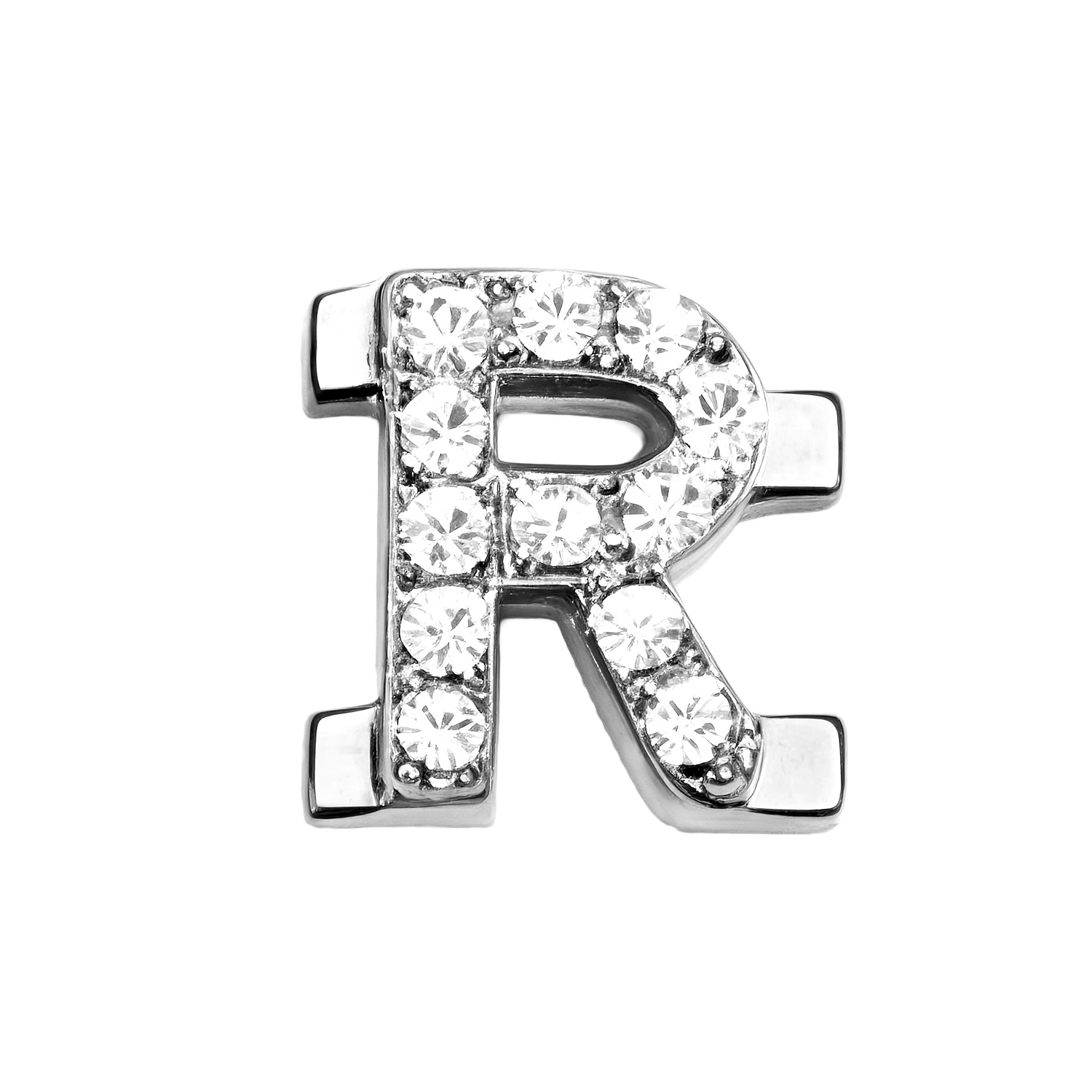 Letter With Diamond R Charm - Silver - soufeelmy