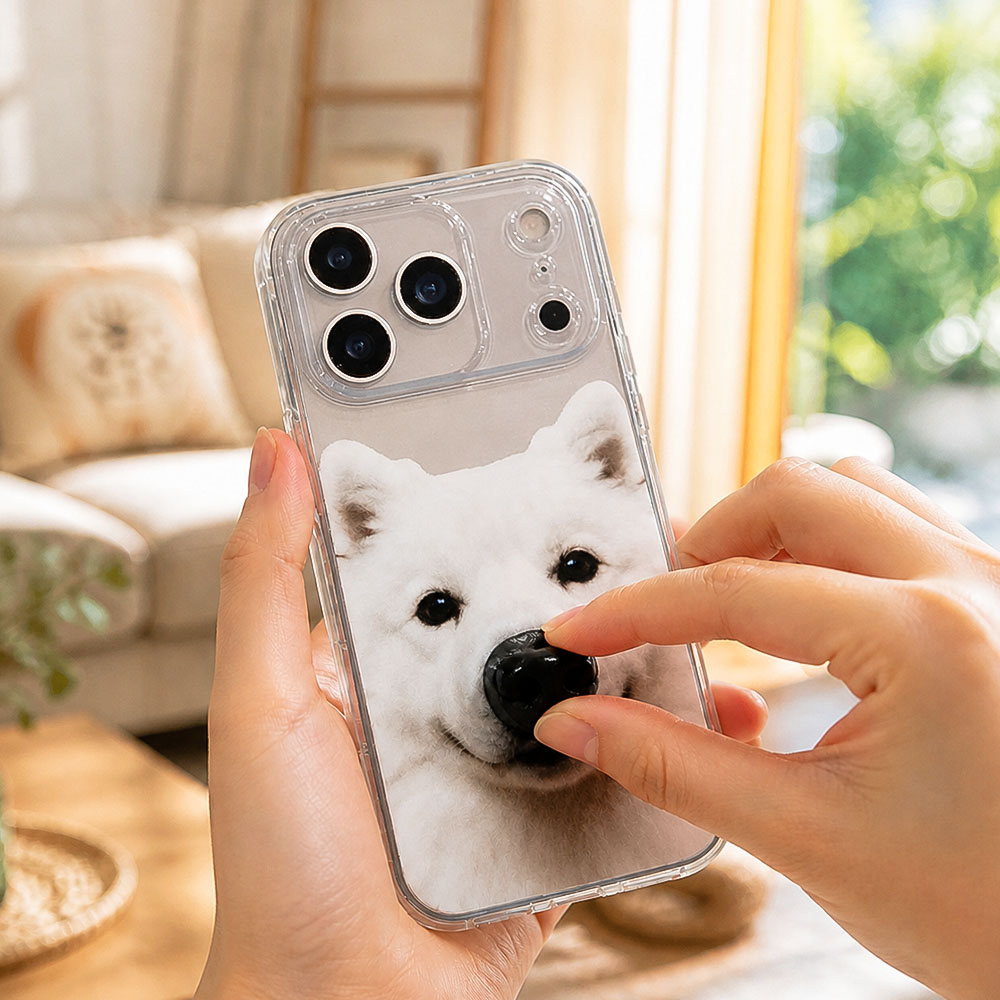 Custom Pet Photo Phone Case – Personalized Dog & Cat Case with Squeeze Nose, Cute Interactive Case for iPhone 14-17 - soufeelmy