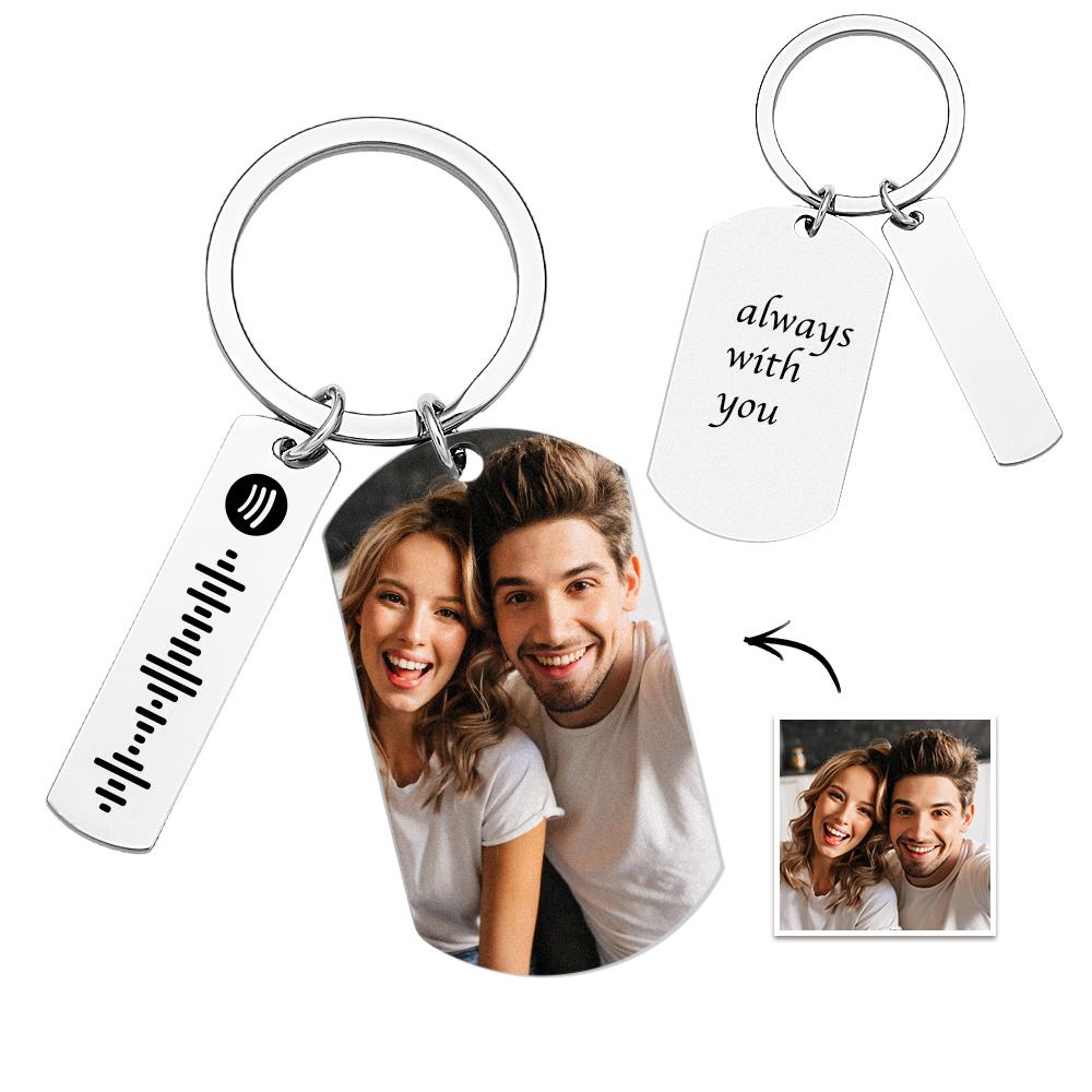 Custom Scannable Spotify Code Keychains Photo Engraved Creative Metal Gifts - soufeelmy