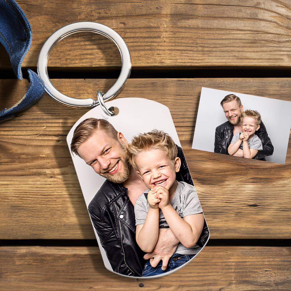 Personalized Dad Keychain With Text Custom Kids Name Keychain Gift Photo Key Ring Gift For Dad - soufeelmy