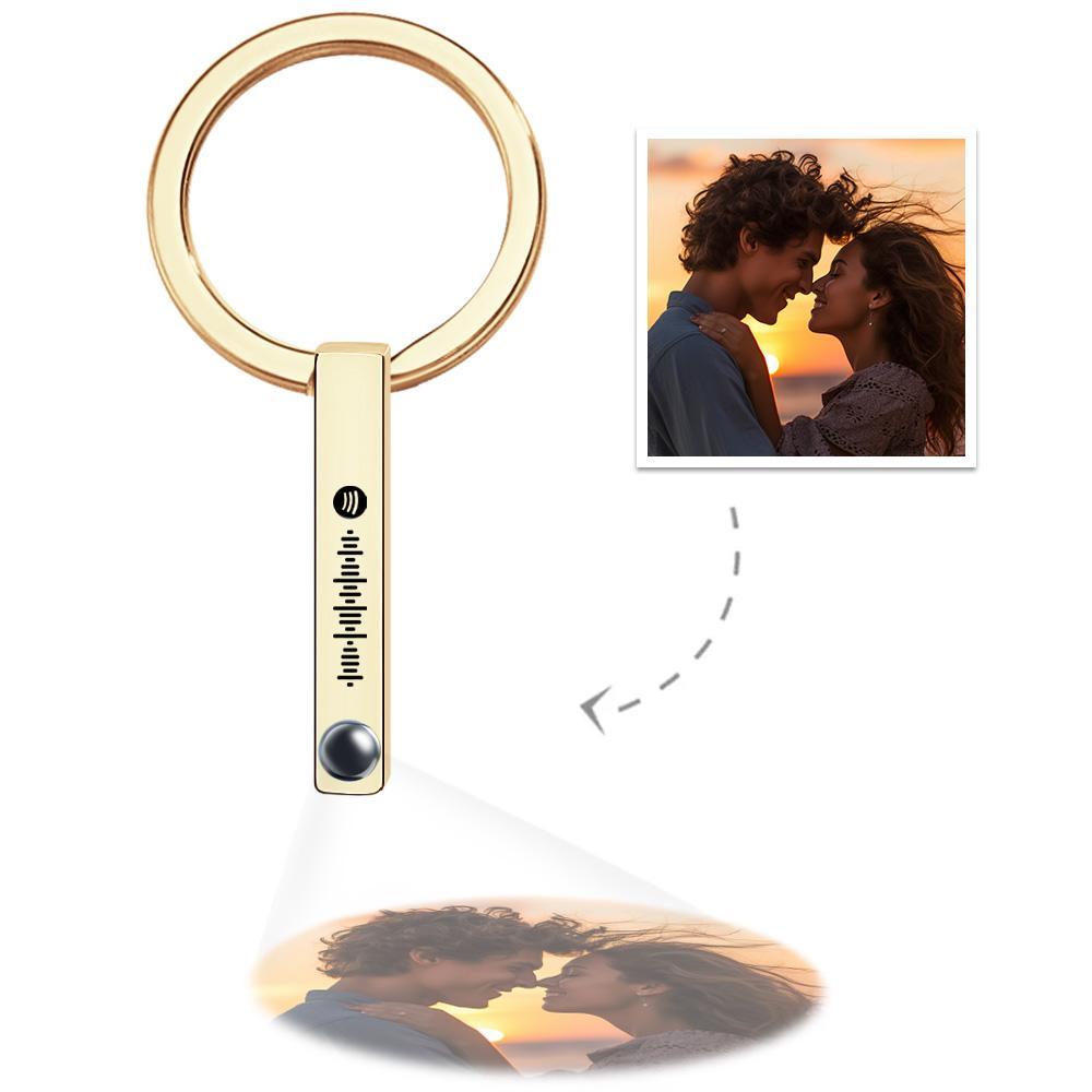 Personalized Photo Projection Keychain Custom Scannable Spotify Code Keychain Memorial Song Gift - soufeelmy