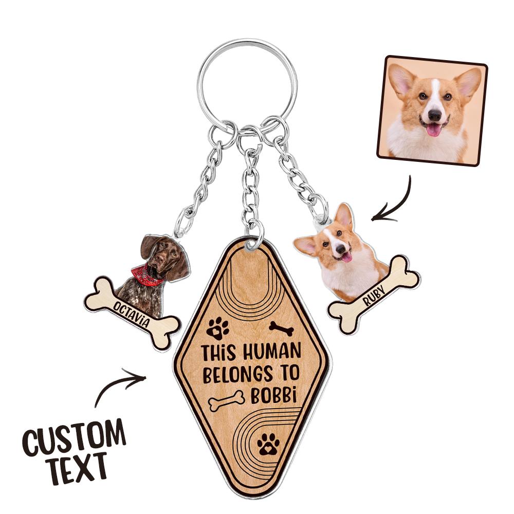 Personalized Dog Bone Photo Keychain Custom Text Gift for Pet Lovers - soufeelmy