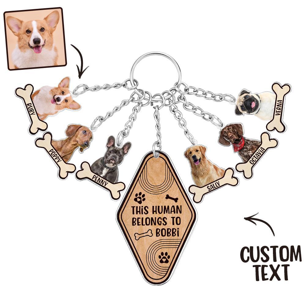 Personalized Dog Bone Photo Keychain Custom Text Gift for Pet Lovers - soufeelmy