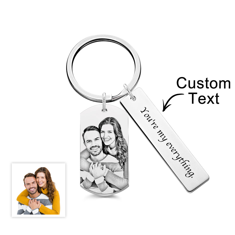 Personalized Photo Keychain With Text Unique Engraved Keychain Gifts For Couples - soufeelmy