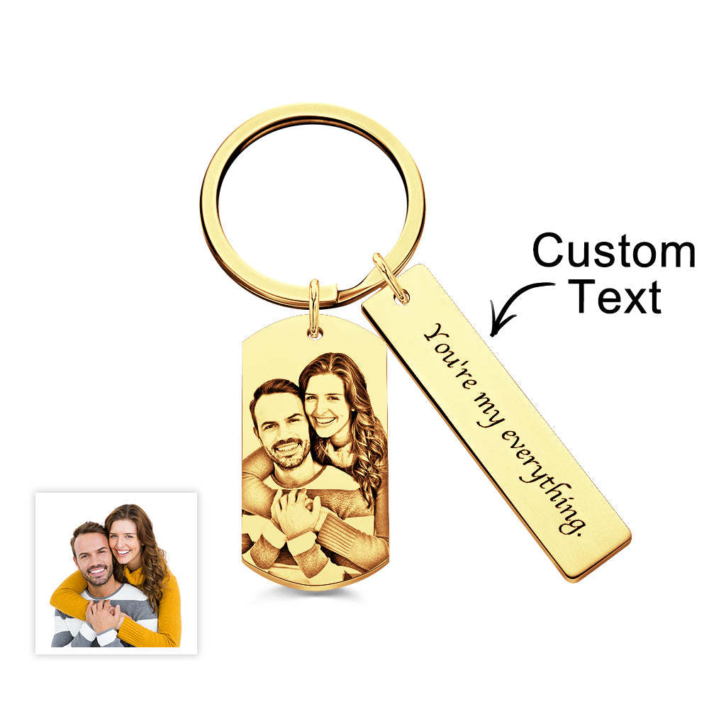 Personalized Photo Keychain With Text Unique Engraved Keychain Gifts For Couples - soufeelmy
