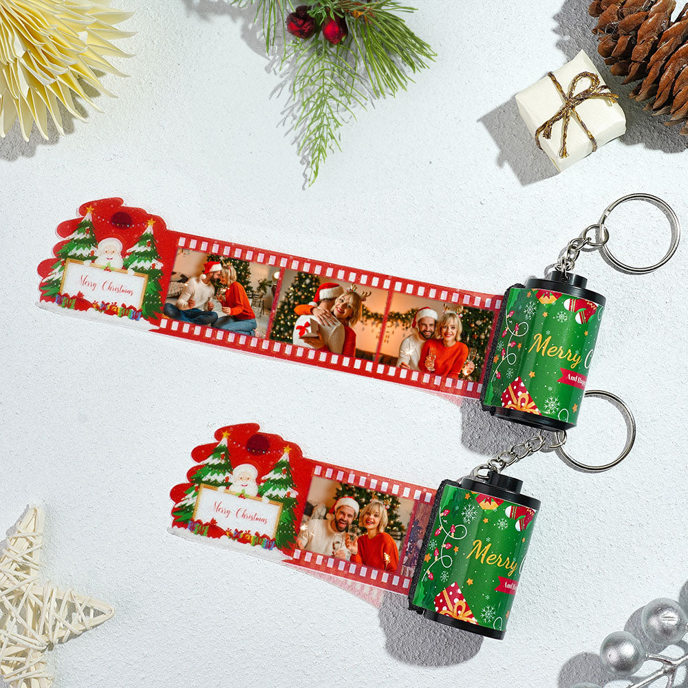 Custom Photo Film Keychain Merry Chrismas Gift for Couple - soufeelmy