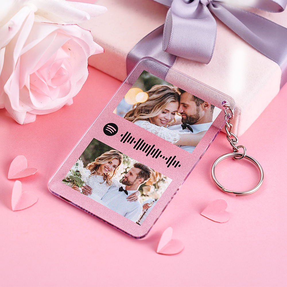 Customized Scannable Spotify Code Plaque Keychain Music and Photo Song Keychain Christmas Gifts For Couple - soufeelmy