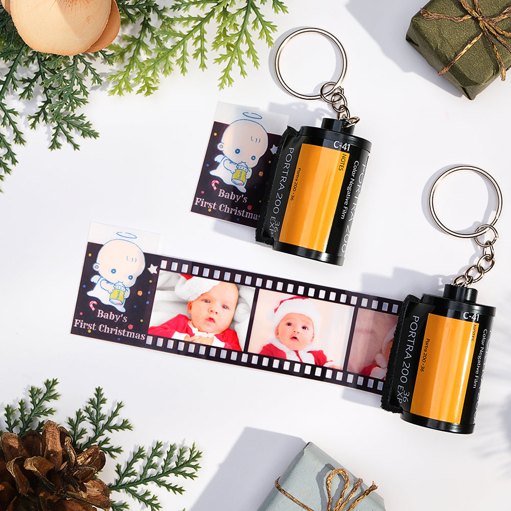 Custom Photo Film Roll Keychain Baby Birthday Theme Camera Keychain Christmas Day Gift - soufeelmy