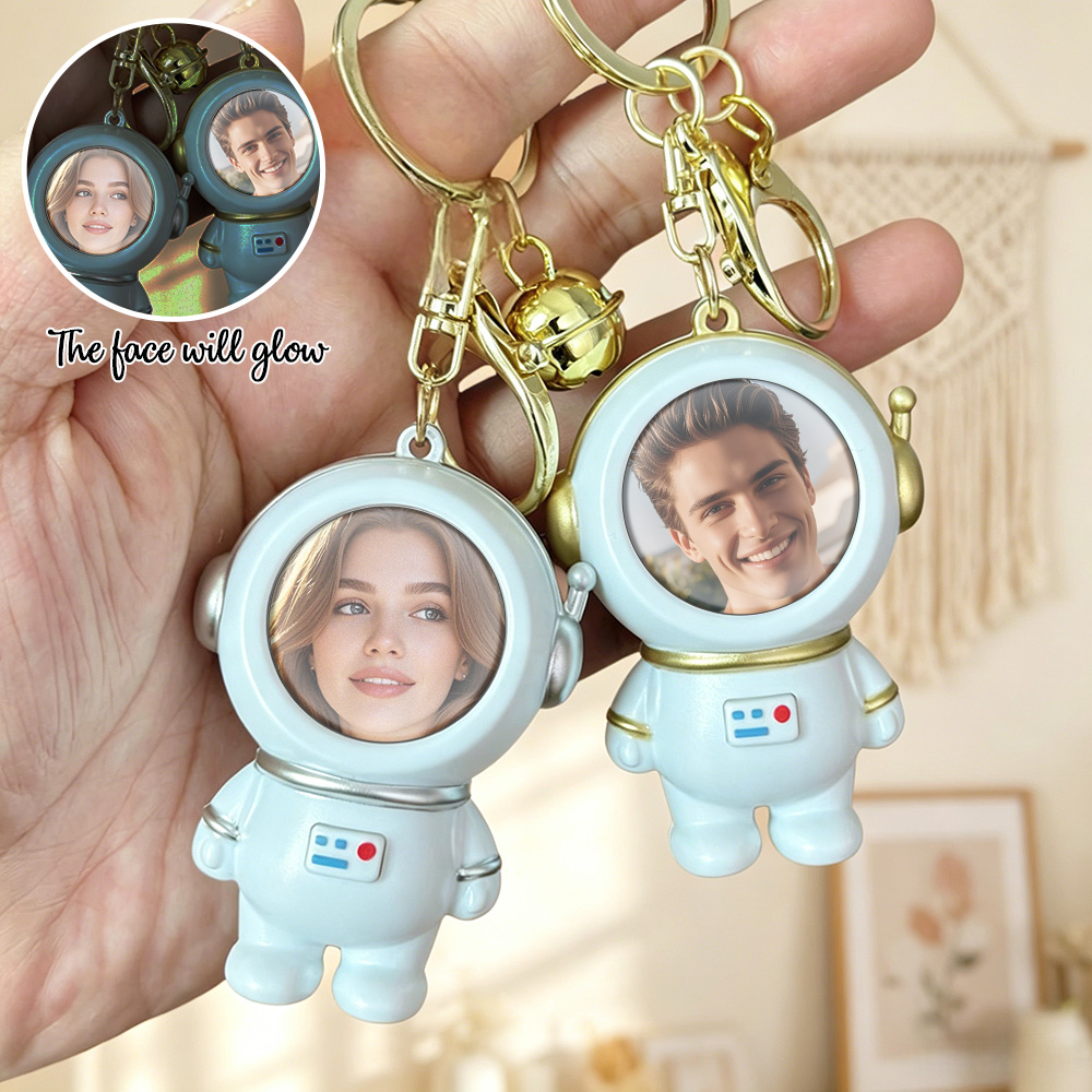 Custom Photo Doll Keychain With Light And Sound Effects Portrait Astronaut Pendant - soufeelmy