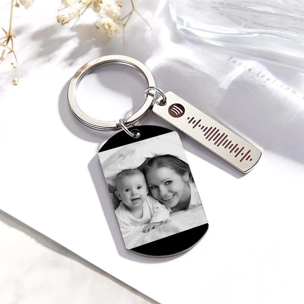 Personalized Spotify Calendar Keychain Custom Picture & Music Song Code Couples Photo Keyring Gift for Mother - soufeelmy