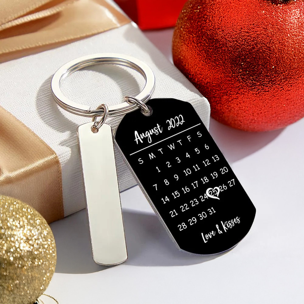 Personalized Spotify Calendar Keychain Custom Picture & Music Song Code Couples Photo Keyring Christmas Gifts - soufeelmy