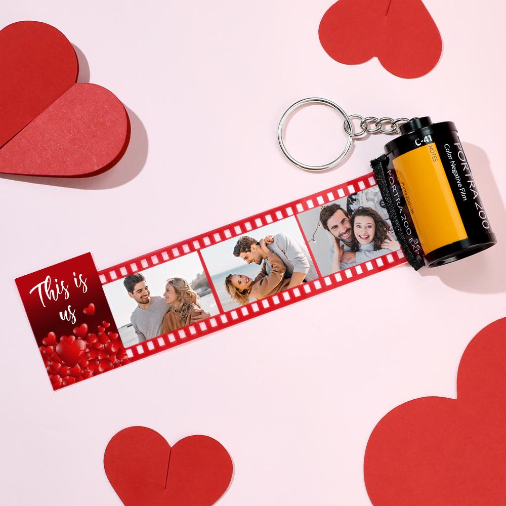 Custom Photo Film Roll Keychain This Is Us Theme Love Heart Camera Keychain Valentine's Day Gift - soufeelmy